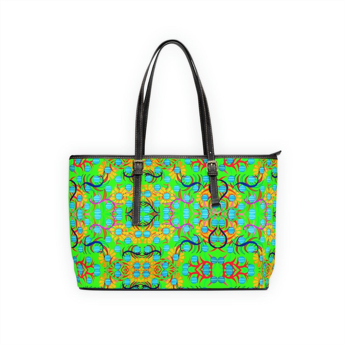 Neon Green Sunflower PU Leather Shoulder Bag