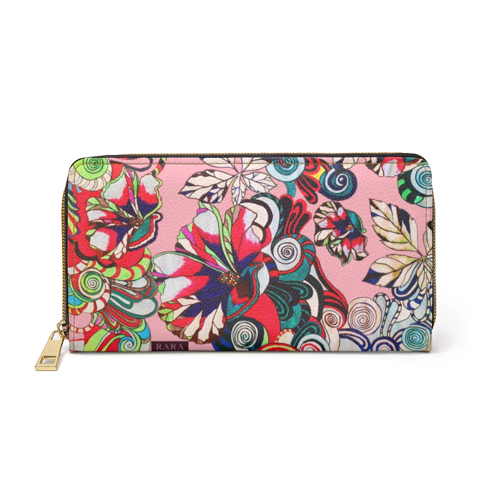 blush graphic floral pop wallet