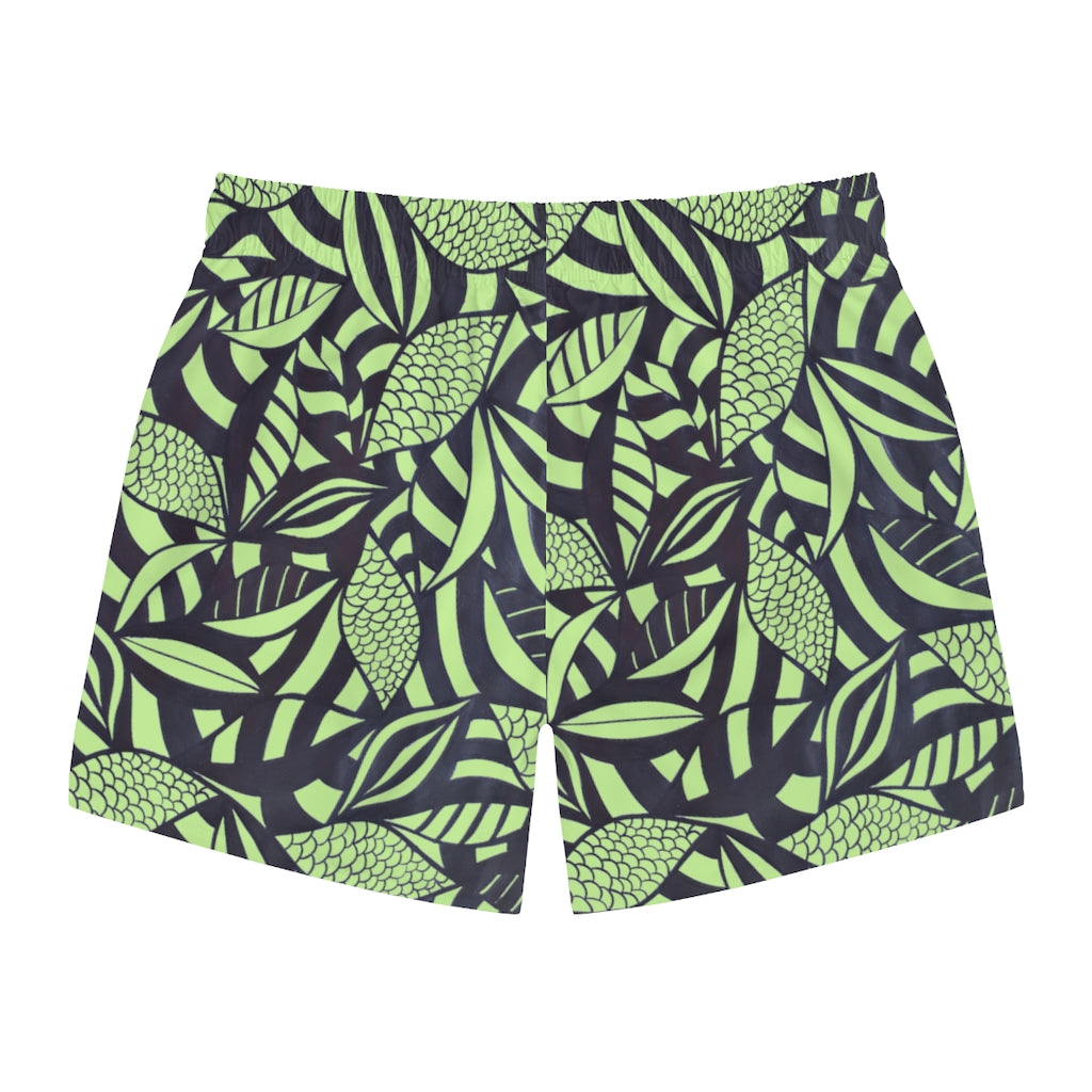 Mint Tropical Minimalist Men's Swimming Trunks