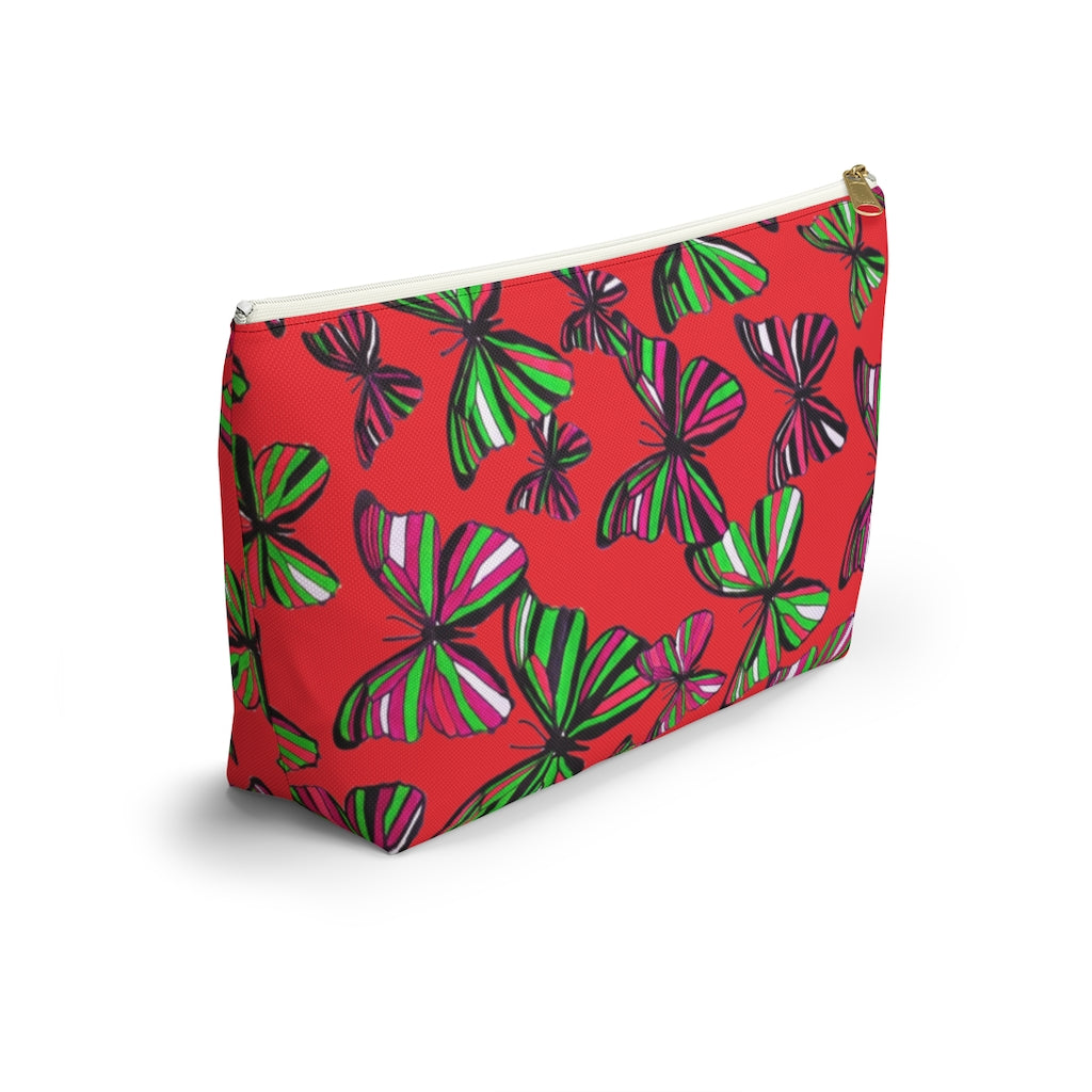 Butterflies Red Accessory Pouch