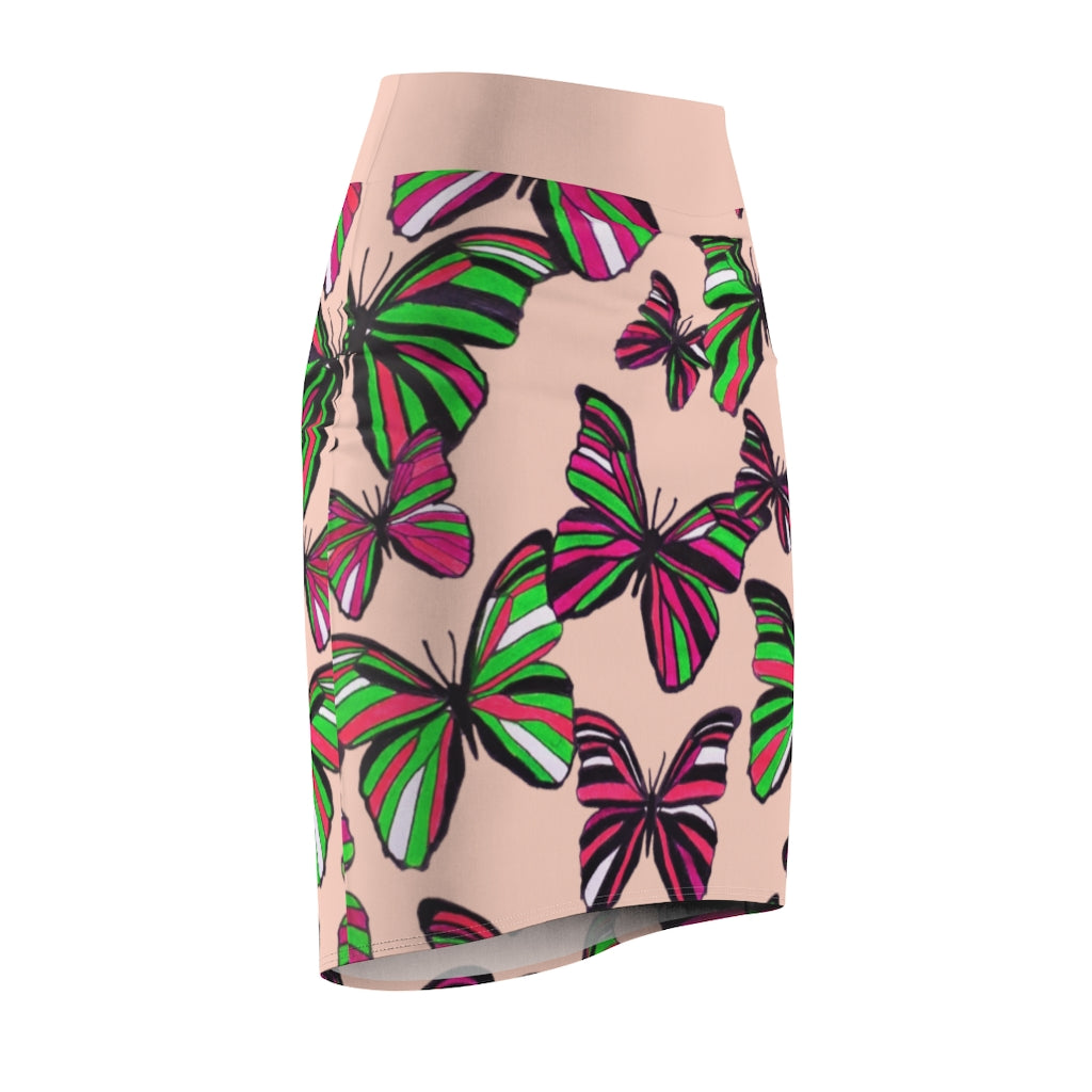 Blush Butterflies Pencil Skirt