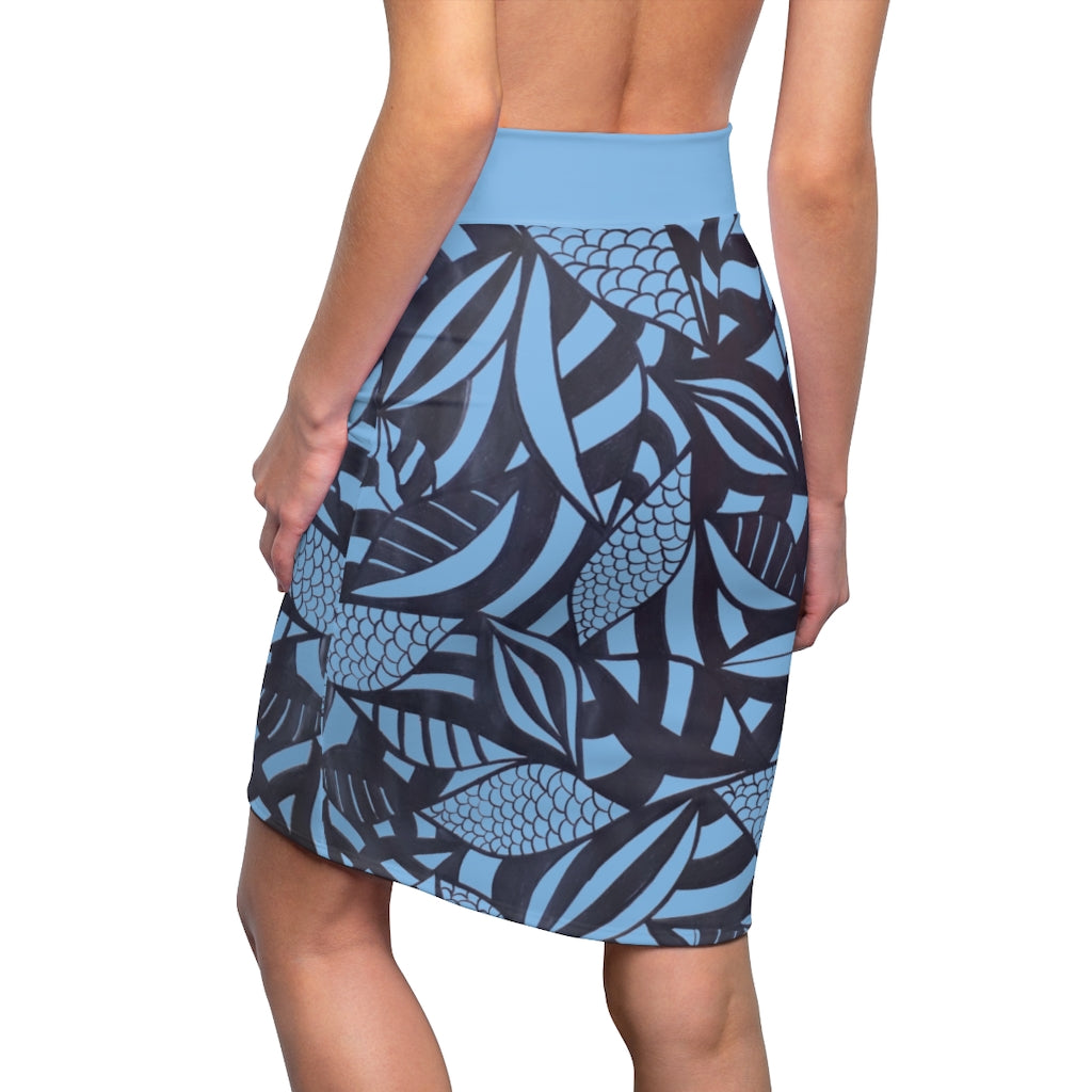 Tropical Minimalist Sky Pencil Skirt