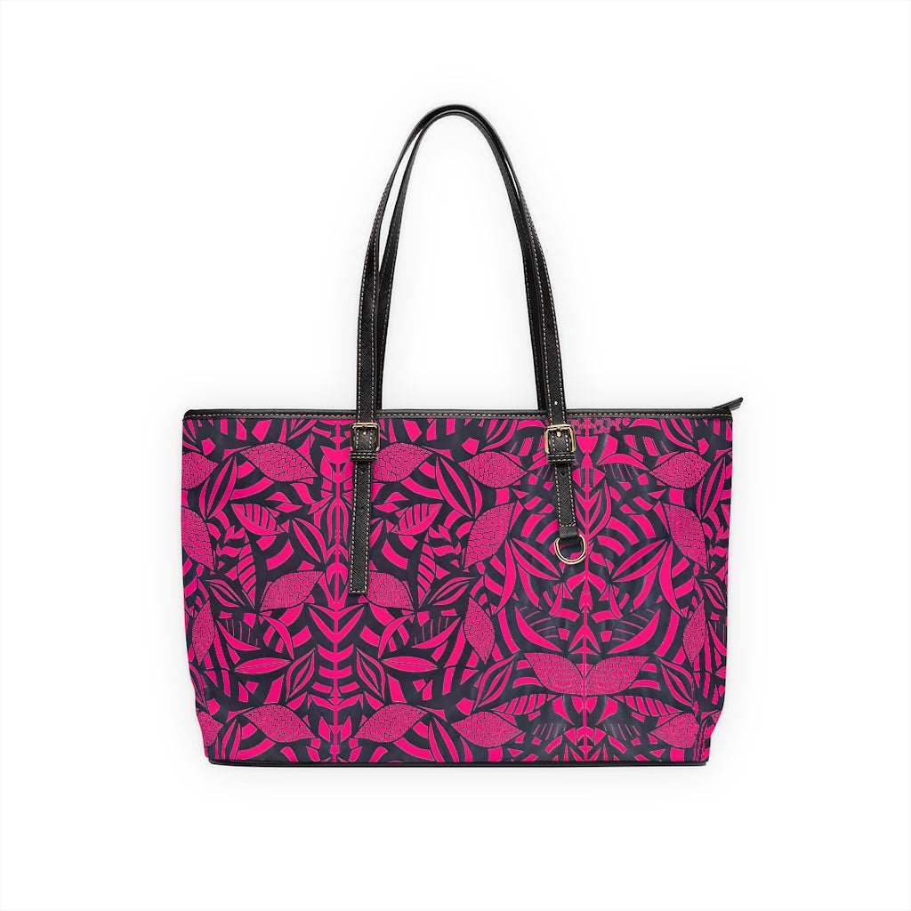 hot pink tropical print tote