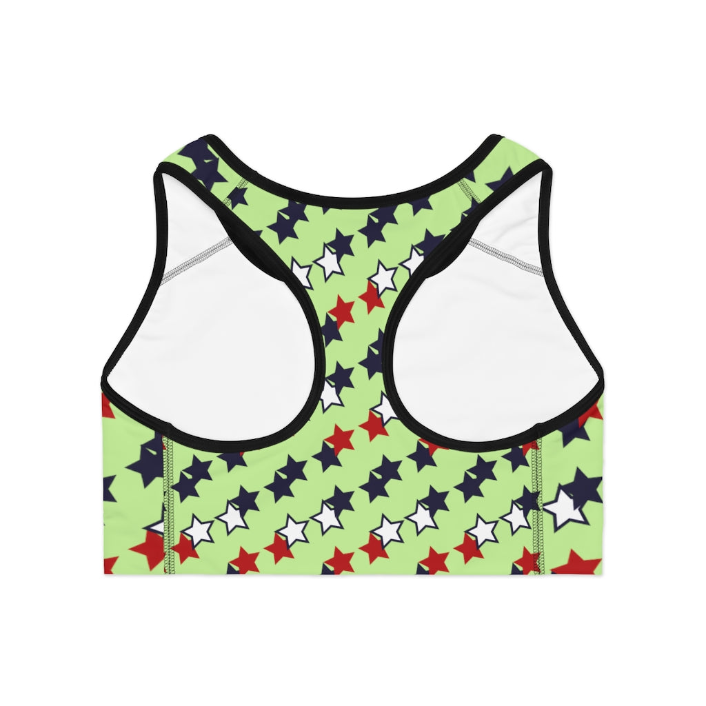 Mint Star Print (AOP) Sports Bra