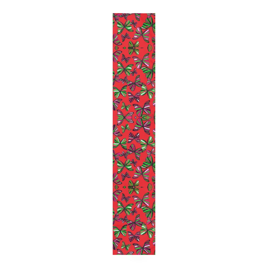 Butterflies Red Table Runner