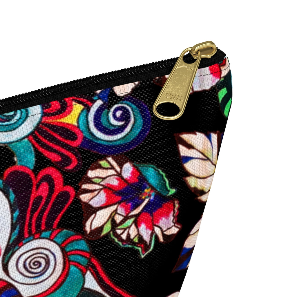 Floral Pop Black Accessory Pouch