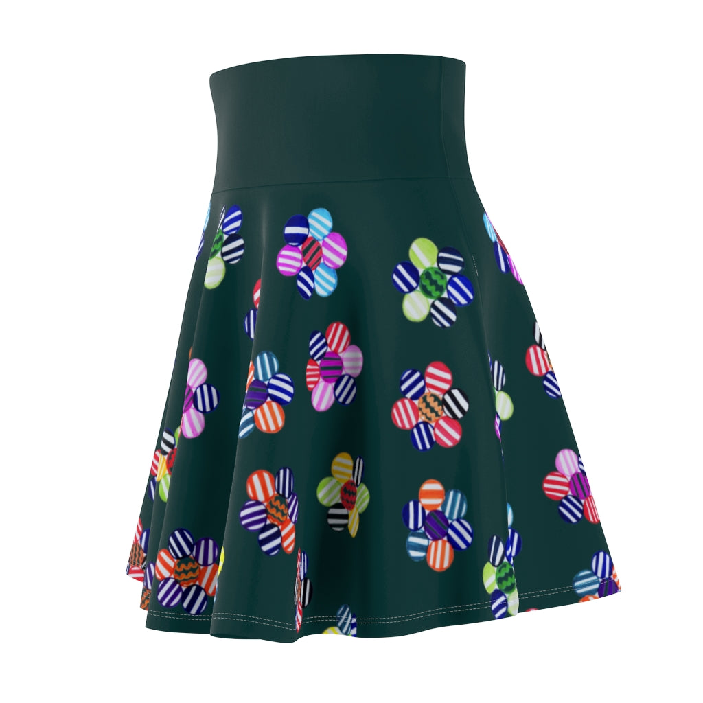 Bottle Green Candy Florals Skater Skirt