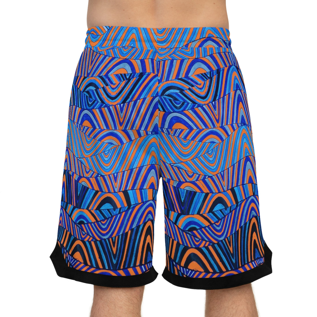 peach sonic waves print basketball shorts