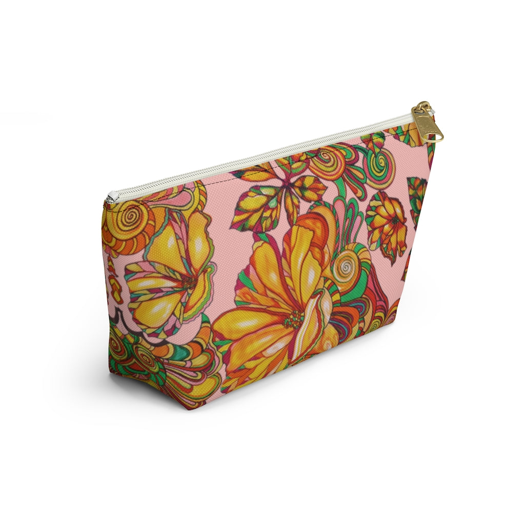 Blush Artsy Floral Accessory Pouch