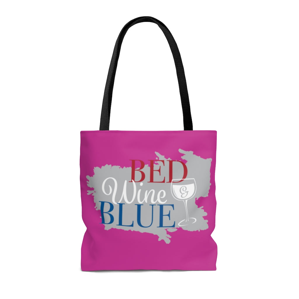 AOP Bed & Wine Royal Pink Tote Bag