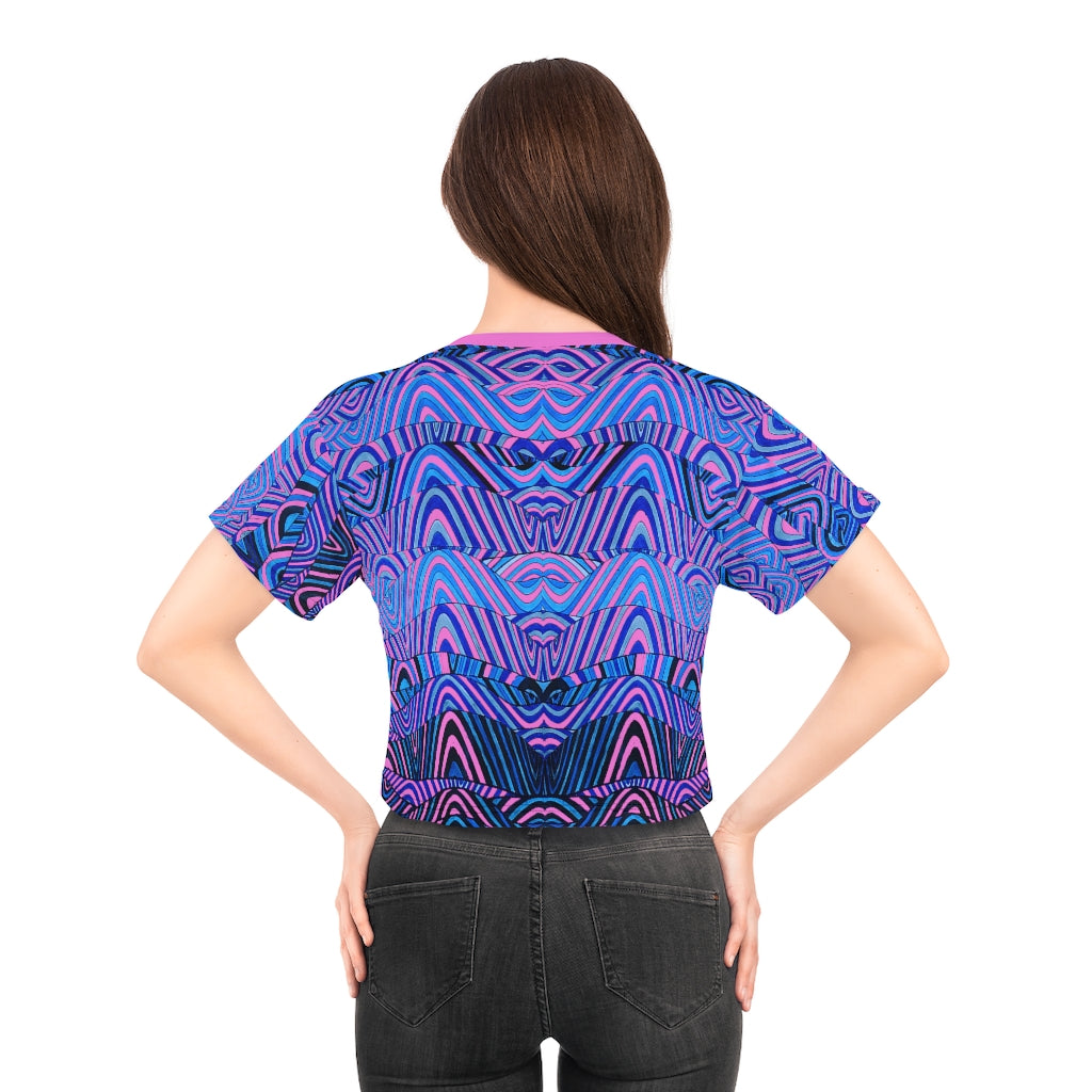 rose psychedelic print crop t-shirt