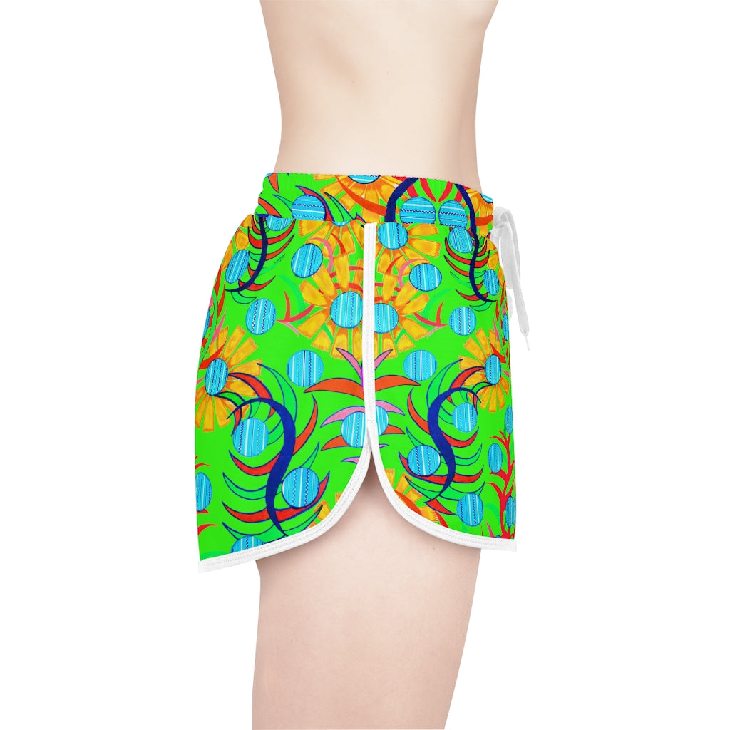Neon Green Sunflower Relaxed Shorts