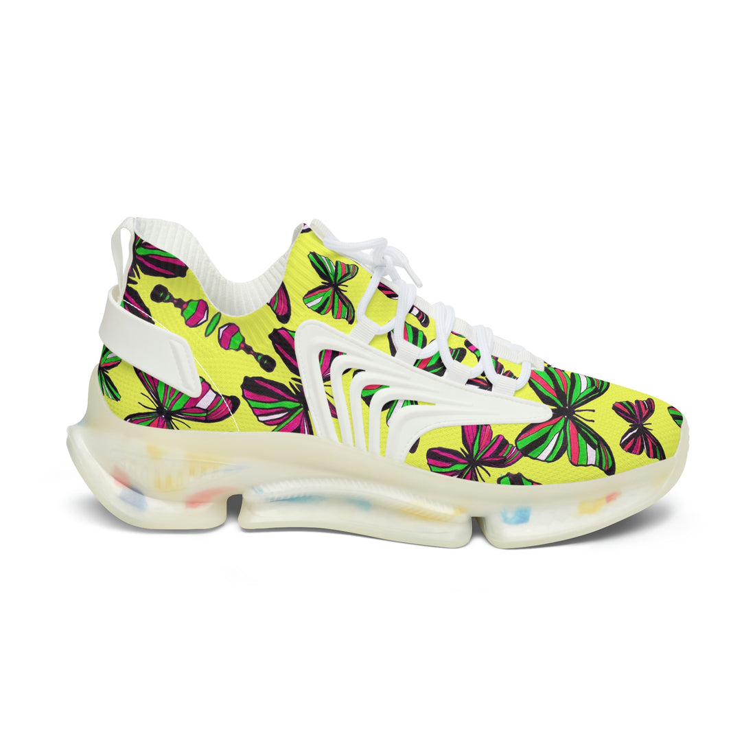 Canary Butterfly Printed OTT Women's Mesh Knit Sneakers