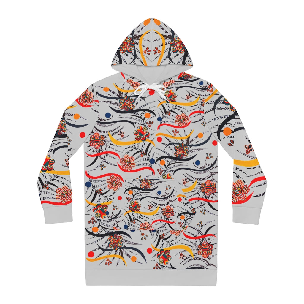 slate grey animal & floral print hoodie dress 