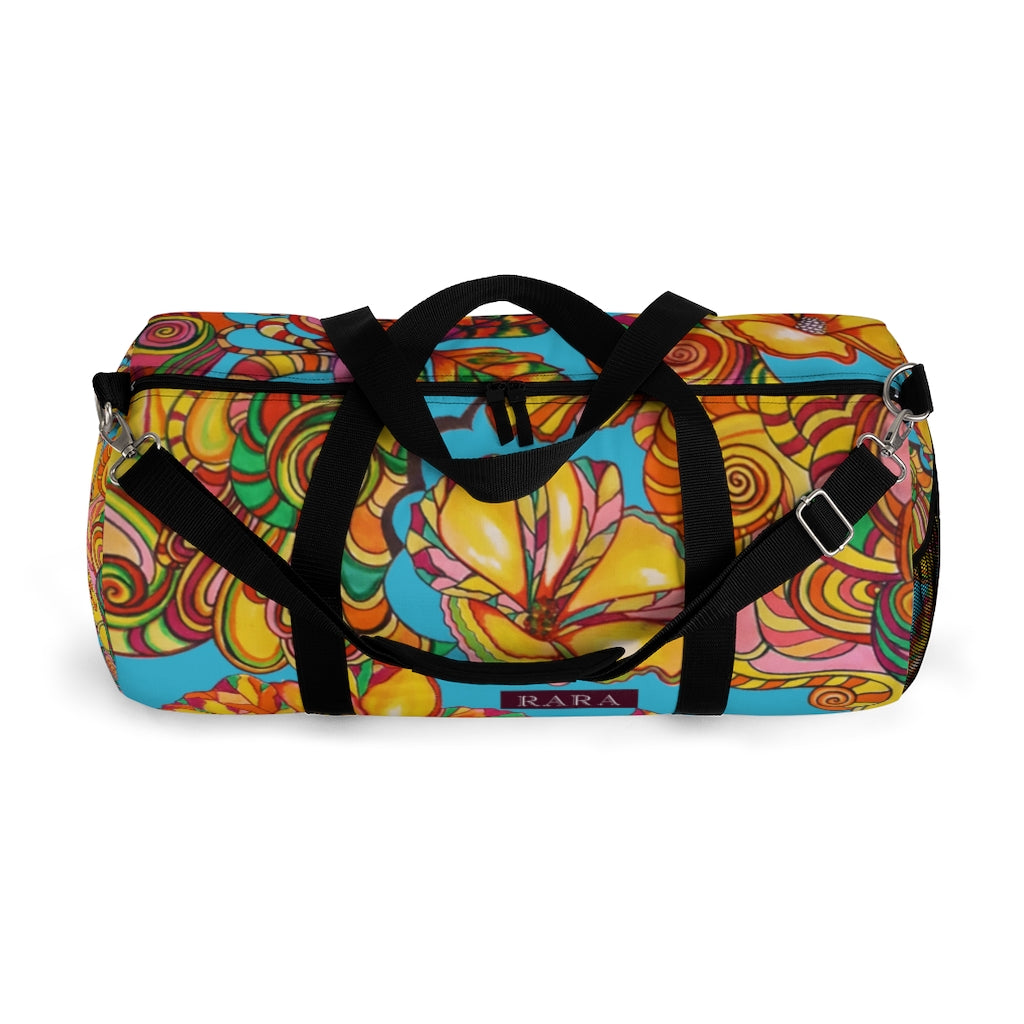 Artsy Floral Aqua Duffel Bag