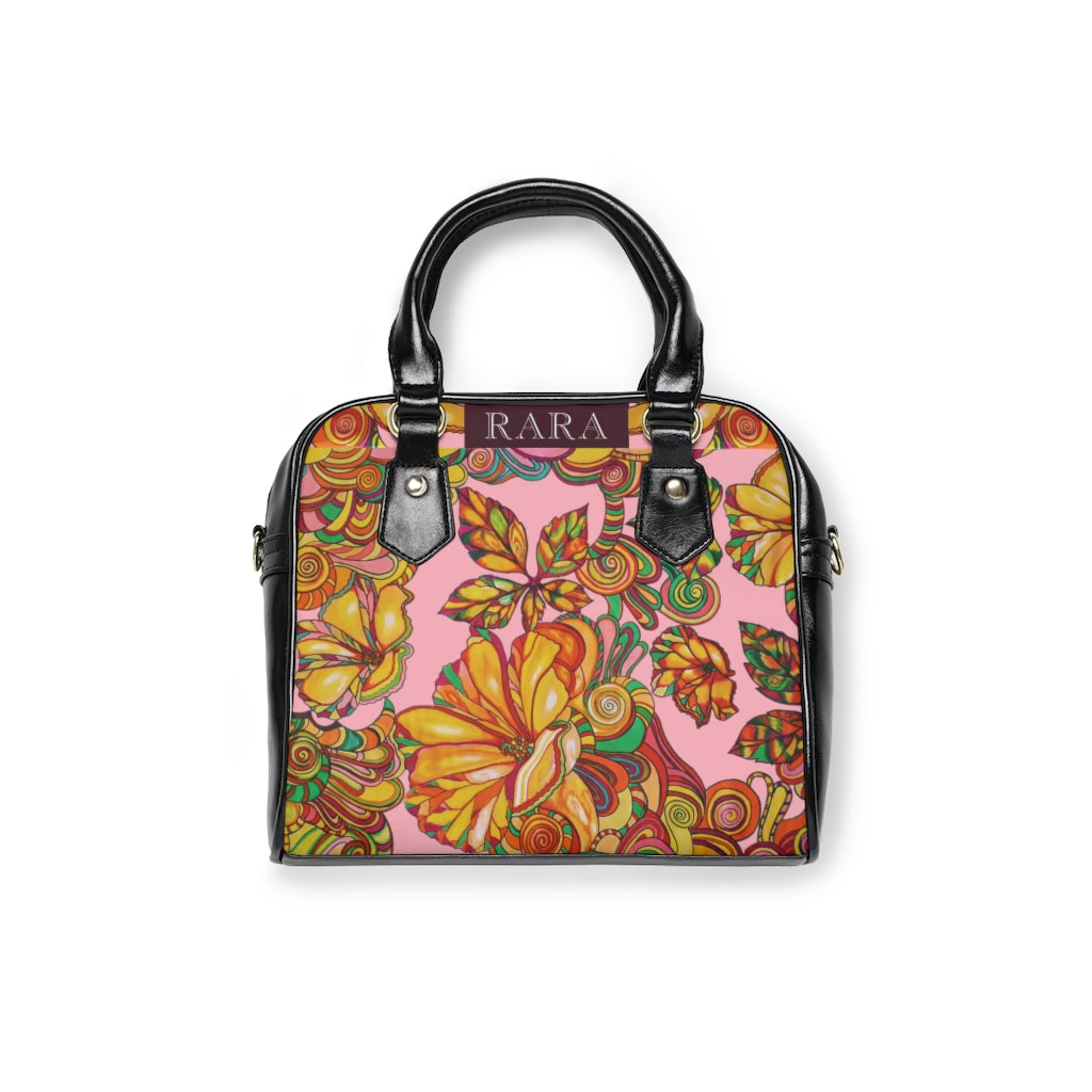 blush floral print handbag