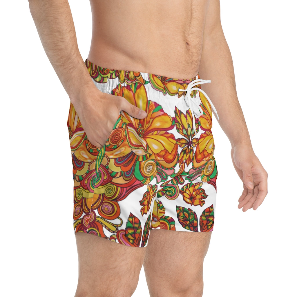 Artsy Floral Men's Swimming Trunks