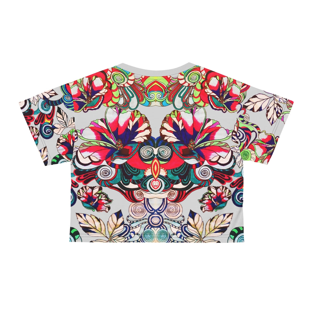 Slate Artsy Floral Pop AOP Crop Tee