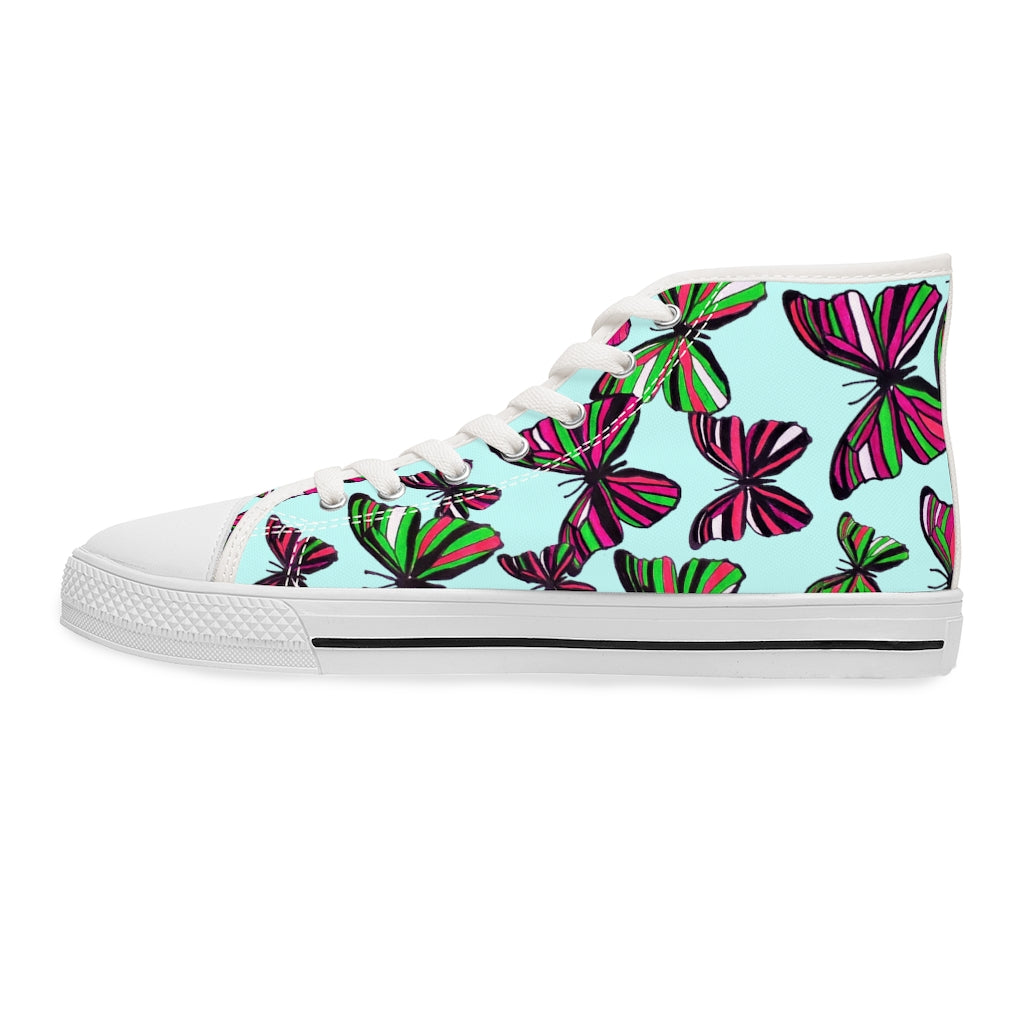 Ice Blue Butterflies Women's High Top Sneakers