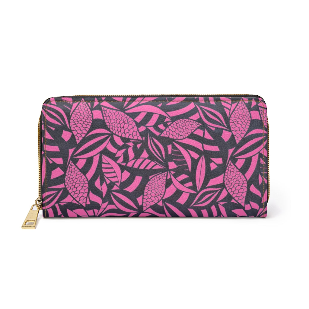 rose tropical print clutch wallet
