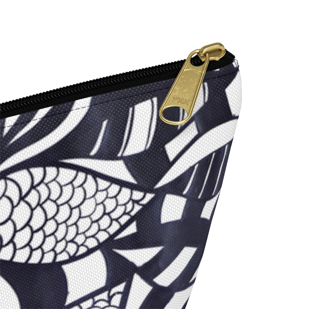 White Tropical Minimalist Accessory Pouch