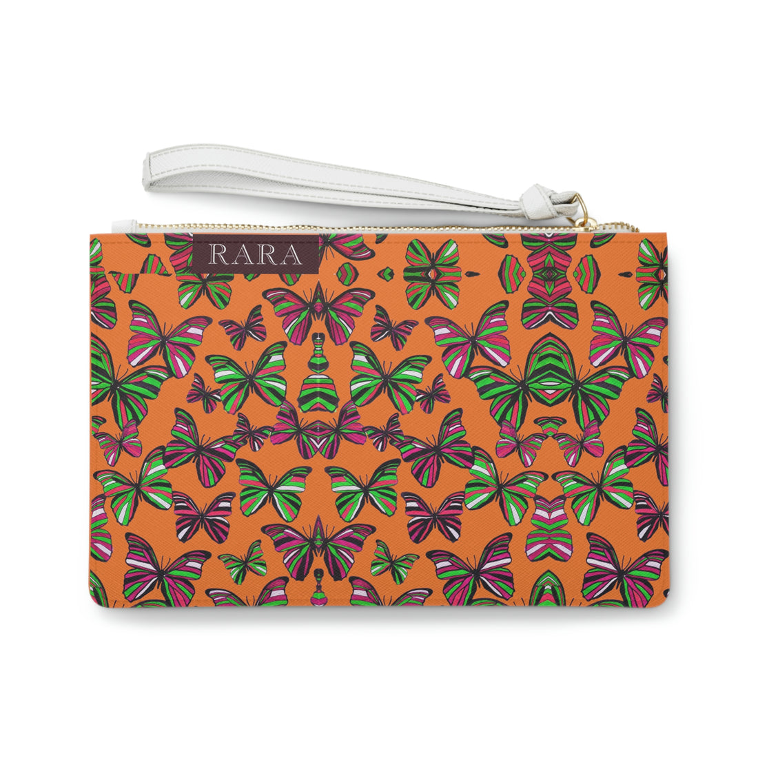 Peach Butterfly Print Clutch Bag