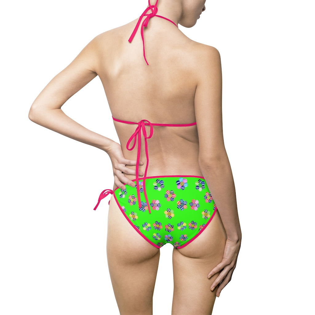 Neon Green Candy Florals Bikini