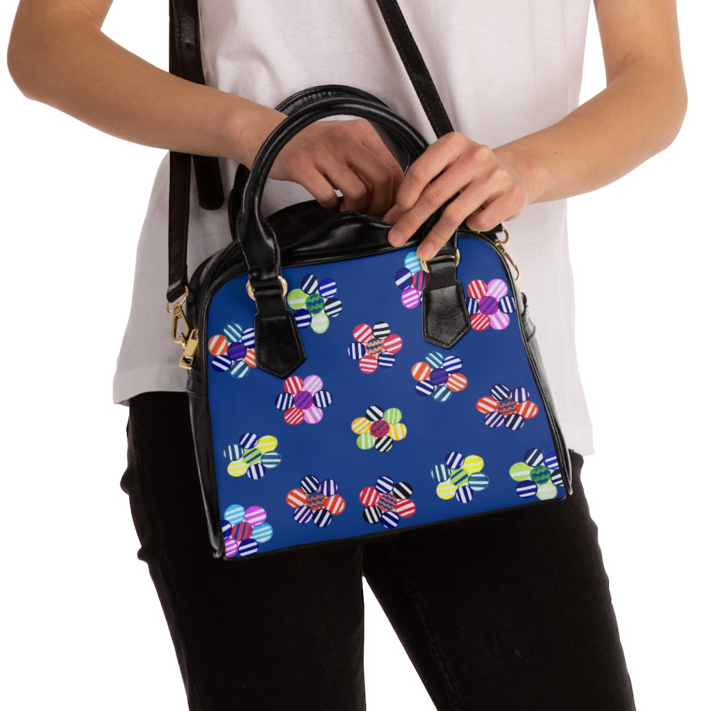 blue multi colour candy florals handbag