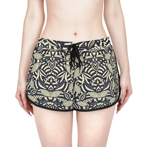 cream  tropical print gym shorts