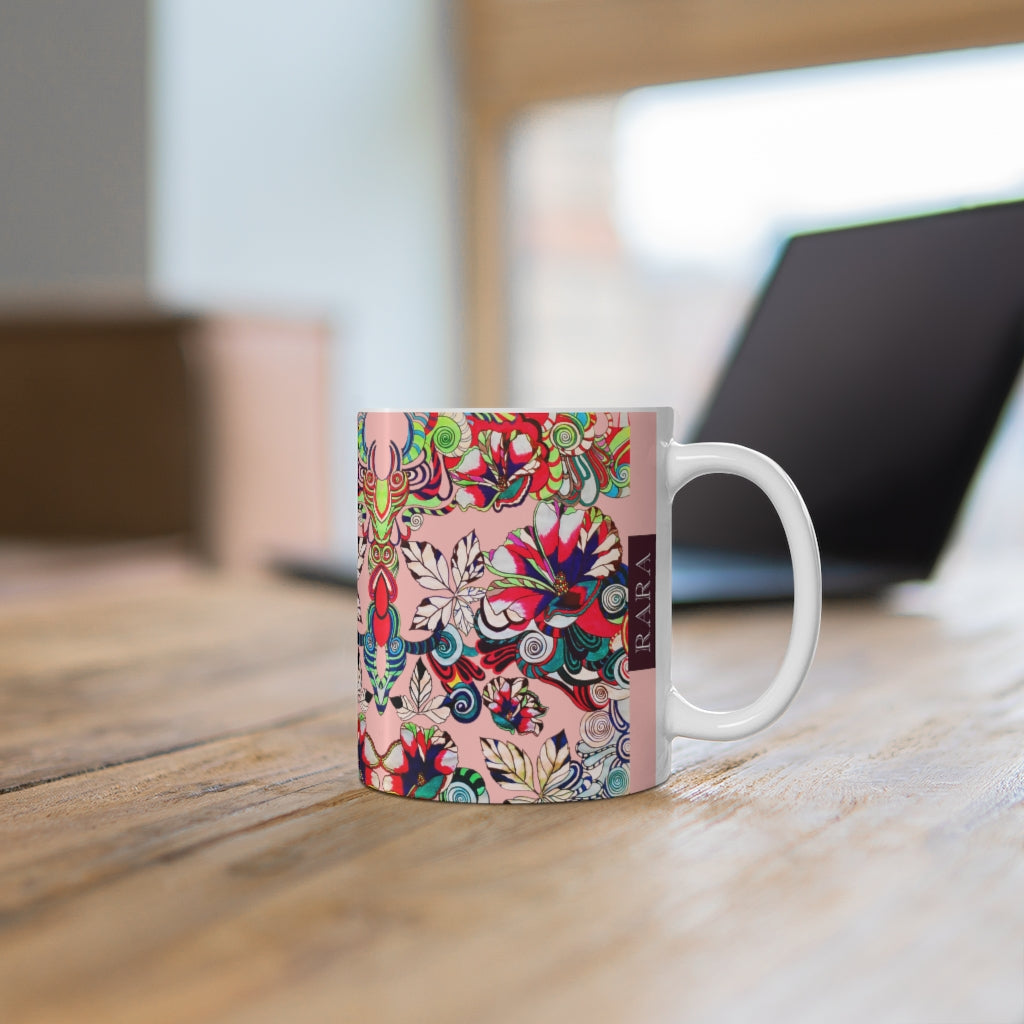 Floral Art Blush Mug 11oz