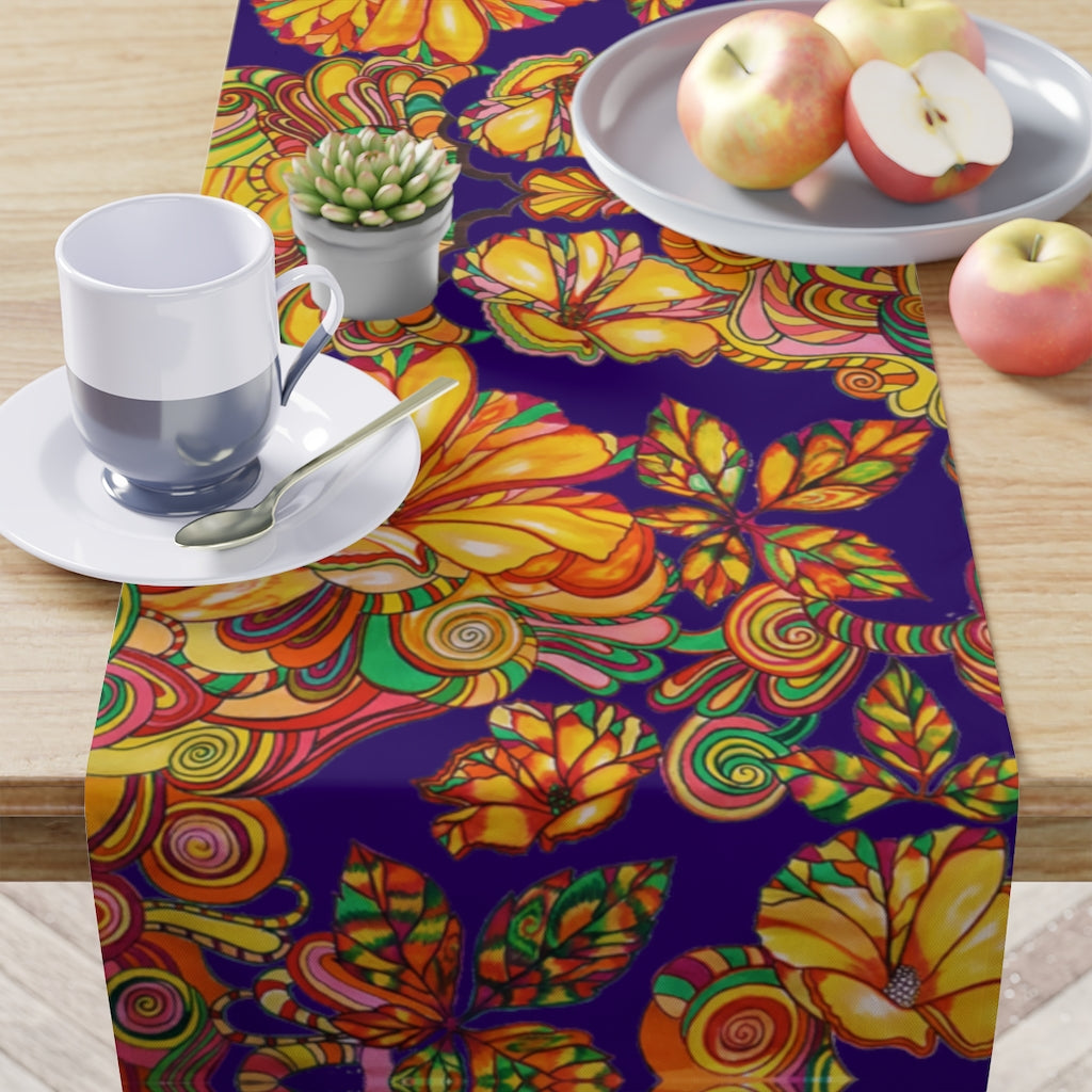 Artsy Floral Violet Table Runner