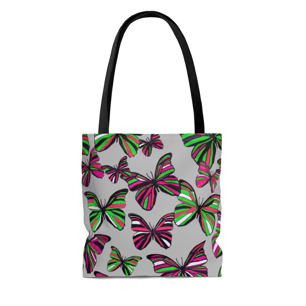 AOP Butterflies Slate Tote Bag