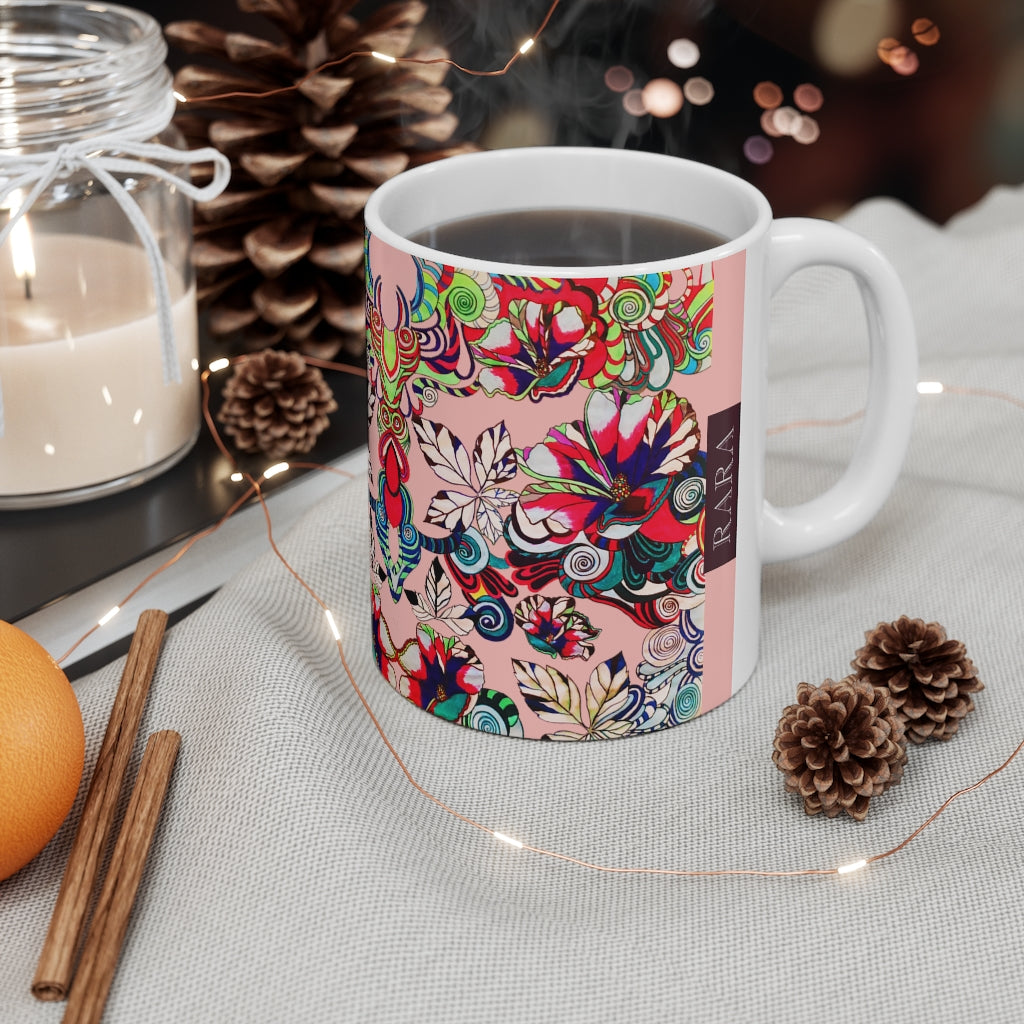 Floral Art Blush Mug 11oz