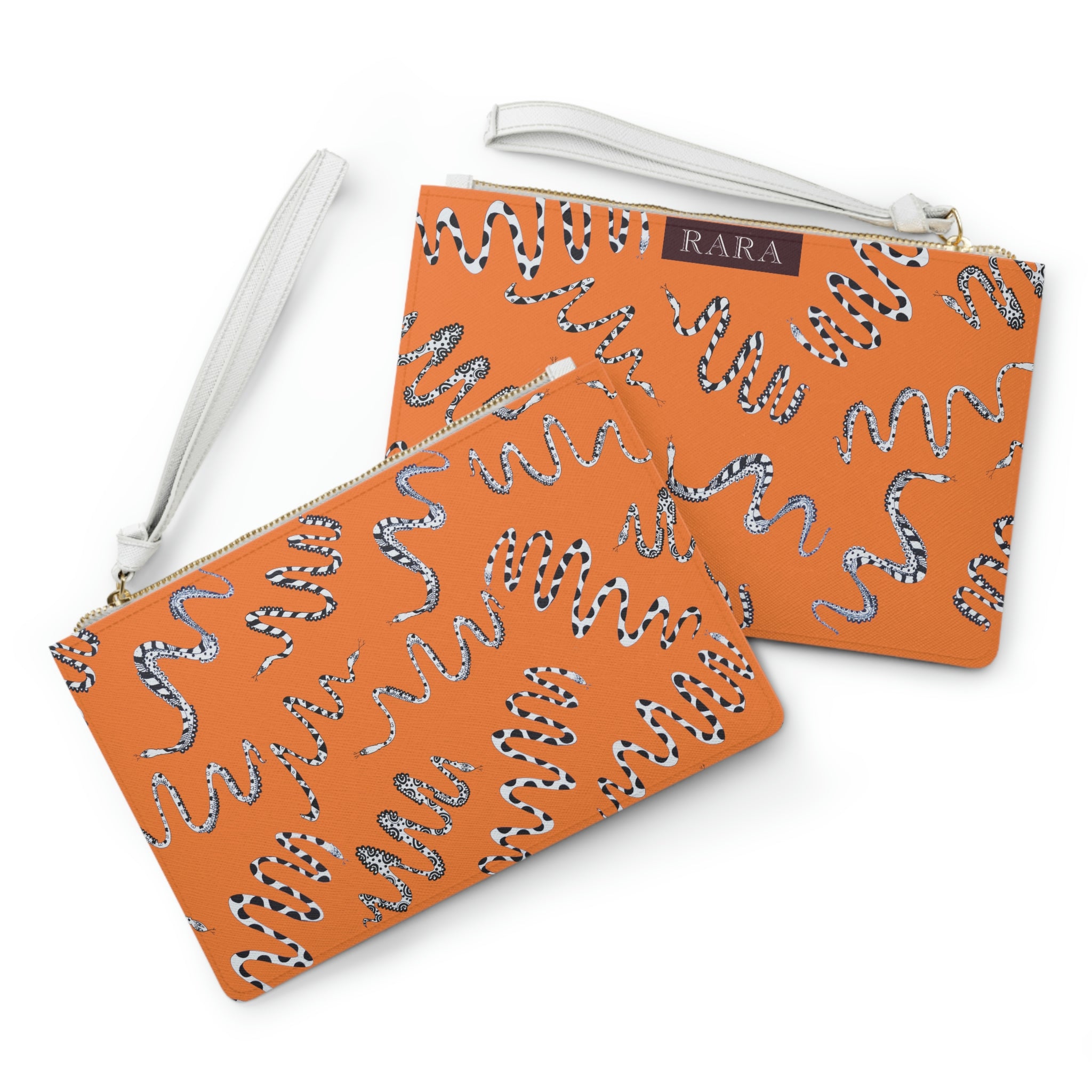 Orange snake print 2025 clutch bag