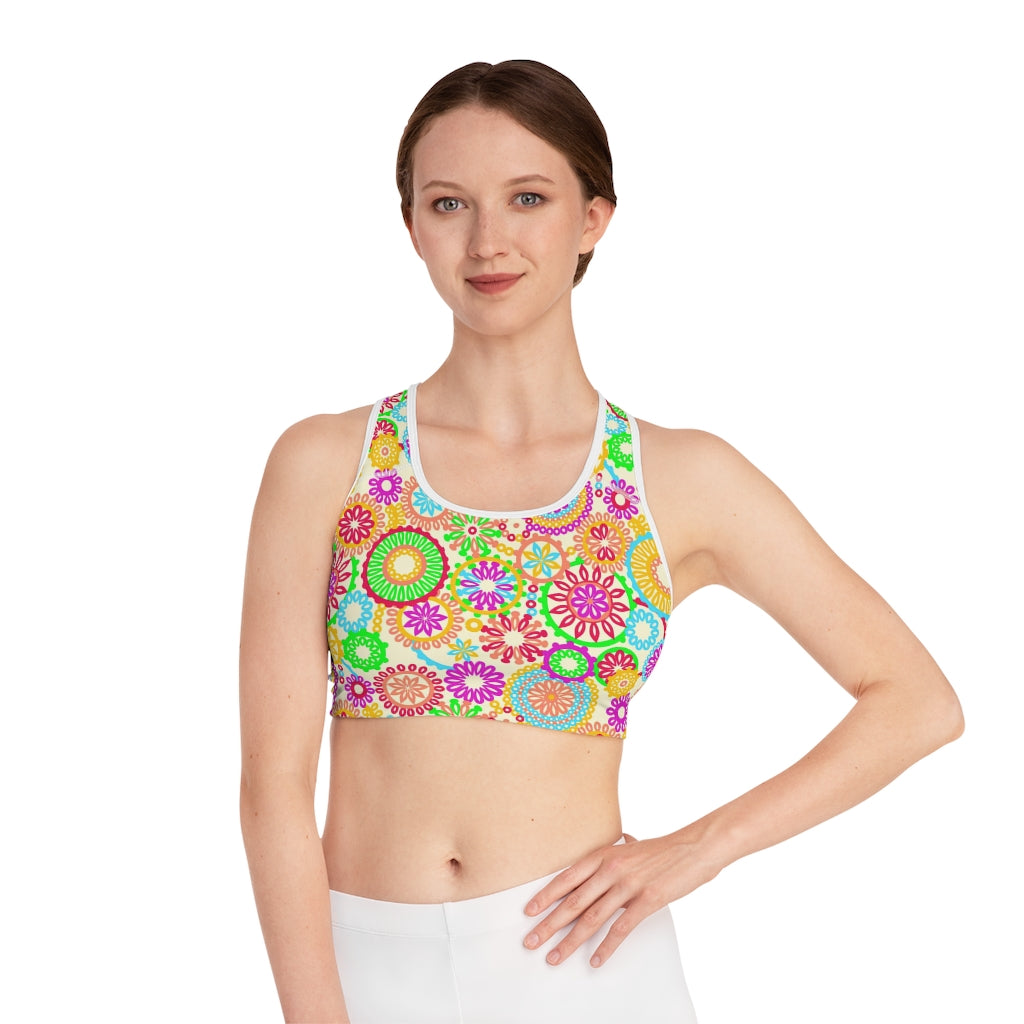 lemon bohemian print sports bra