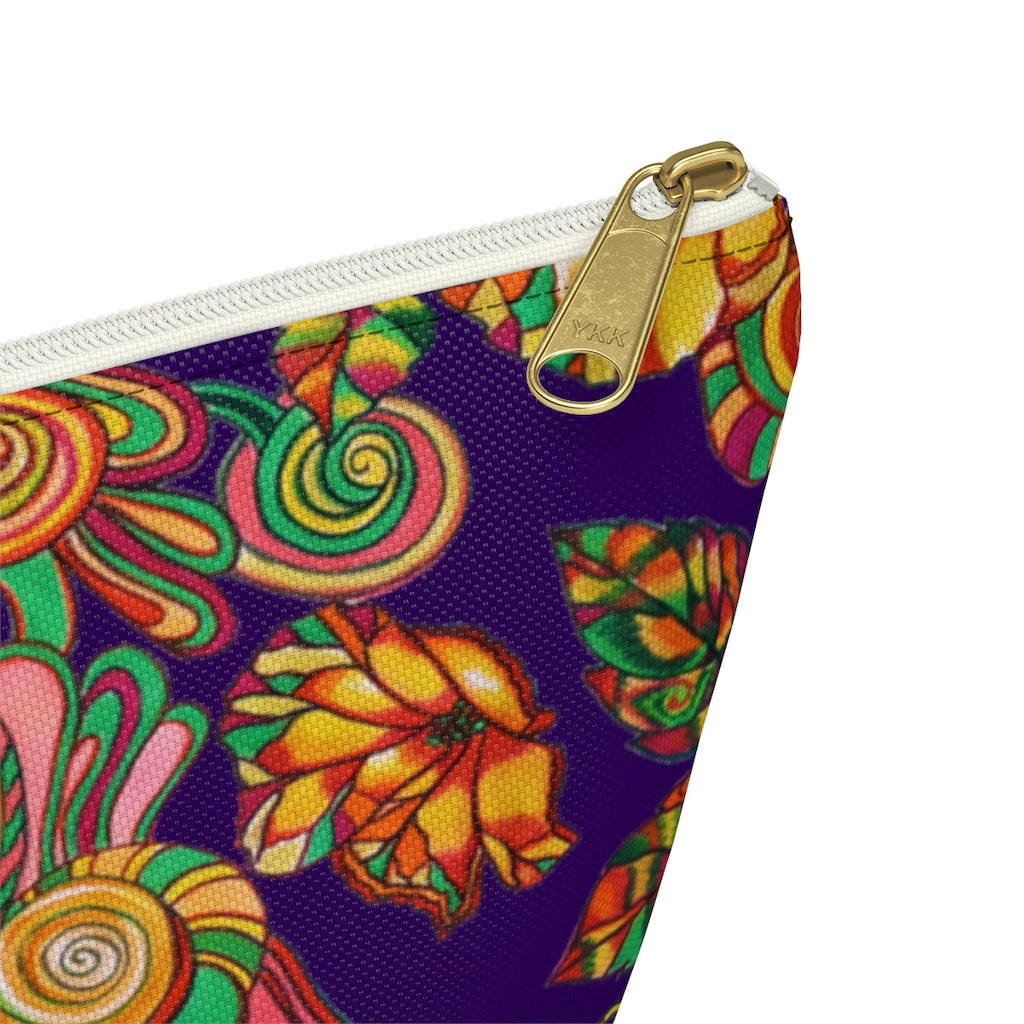 Violet Artsy Floral Accessory Pouch