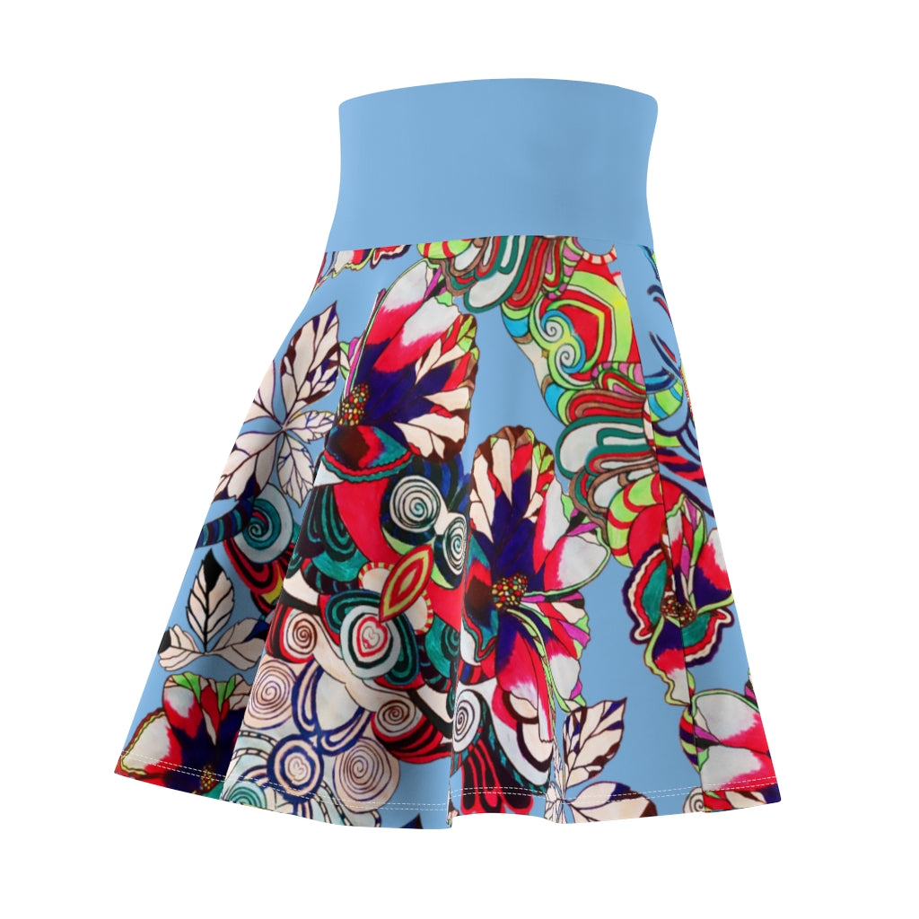 Graphic Floral Sky Skater Skirt