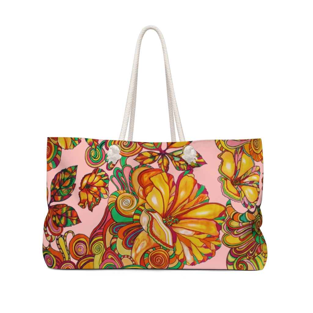 Artsy Floral Blush Weekender Tote Bag