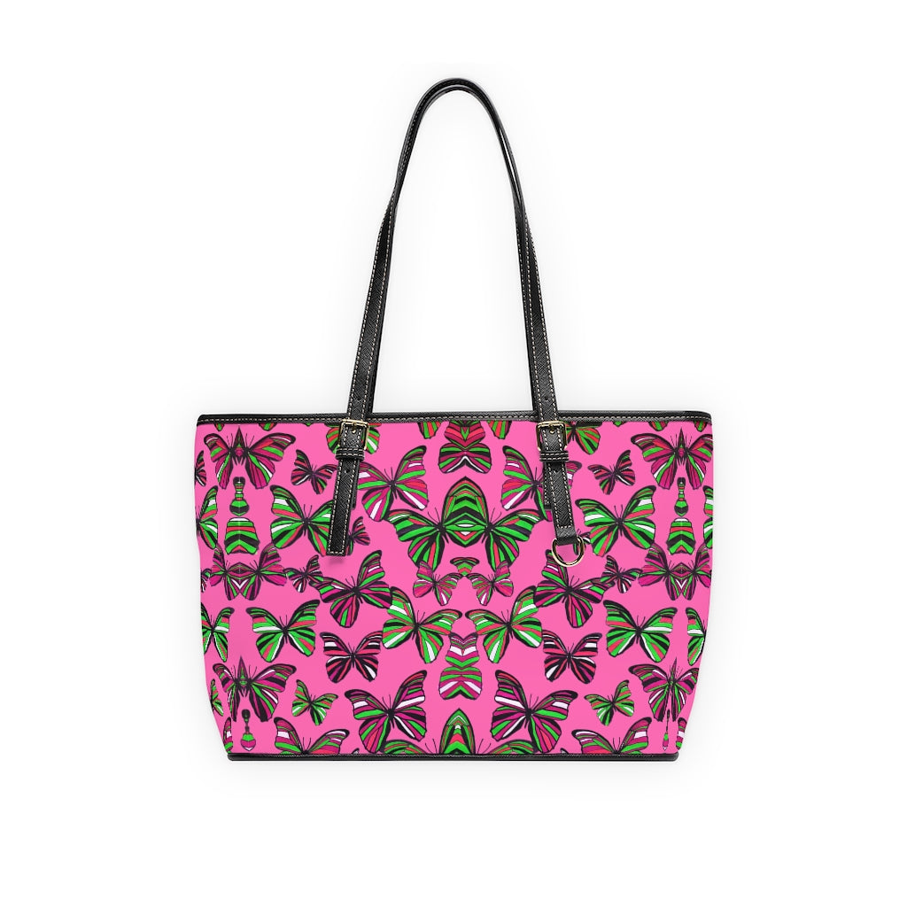 rose pink butterfly print tote