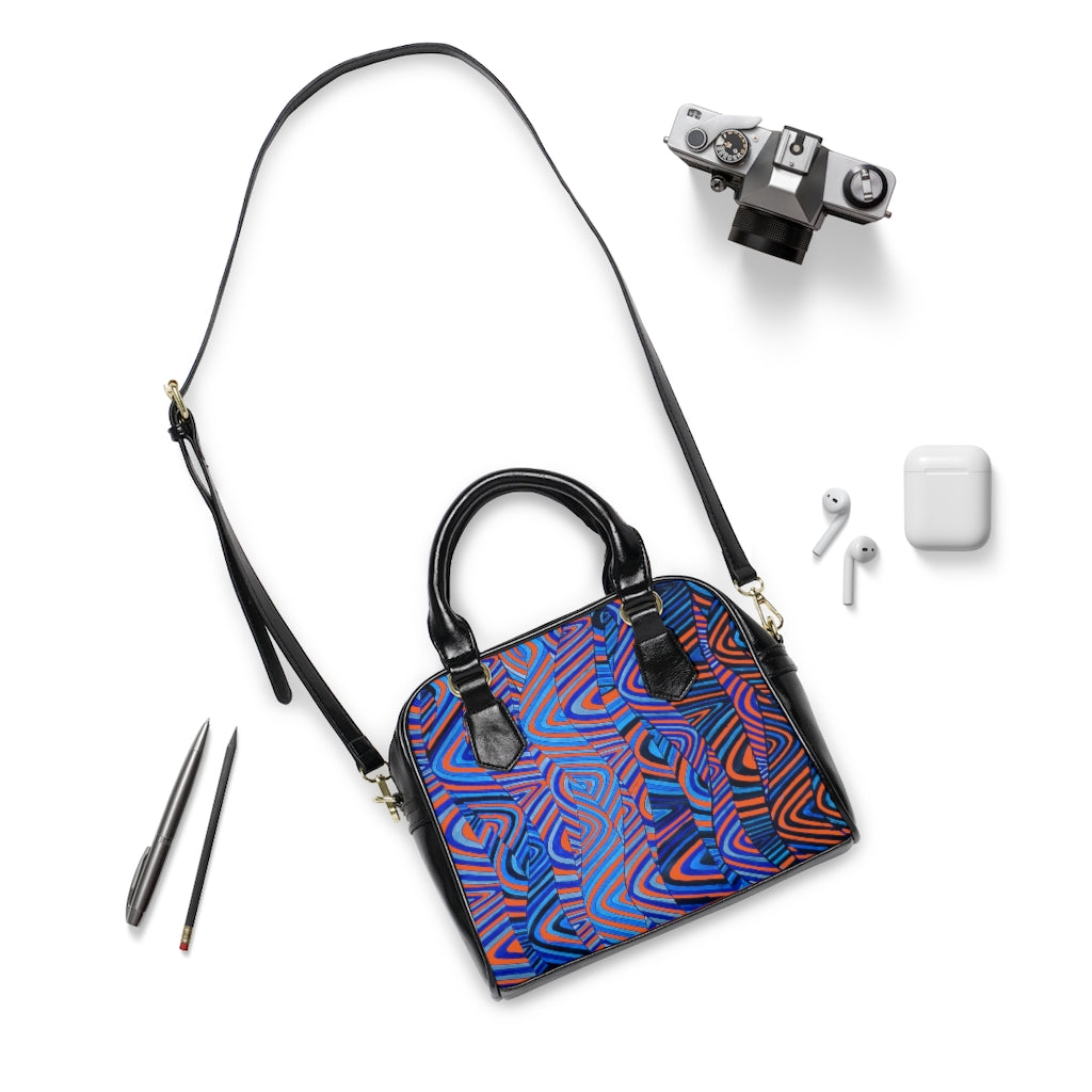 orange psychedelic print handbag