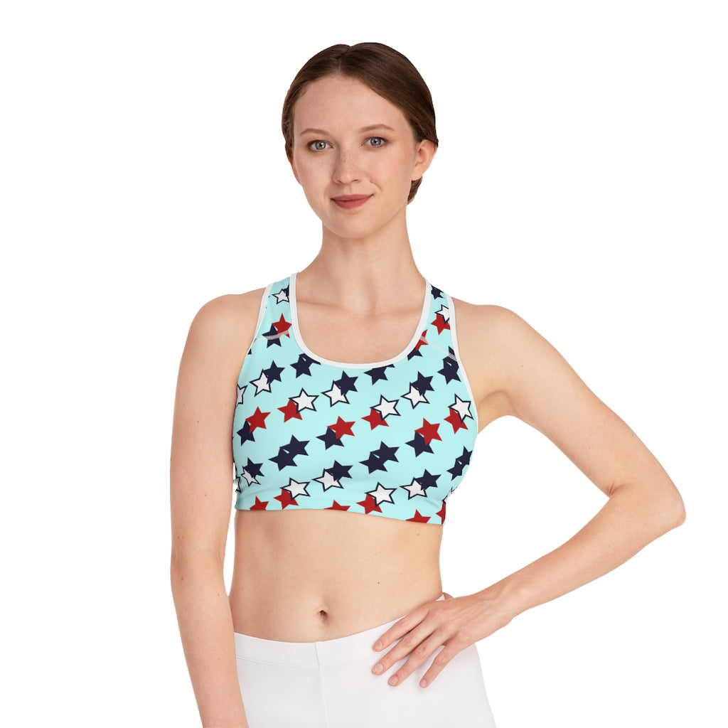 icy star print sports bra