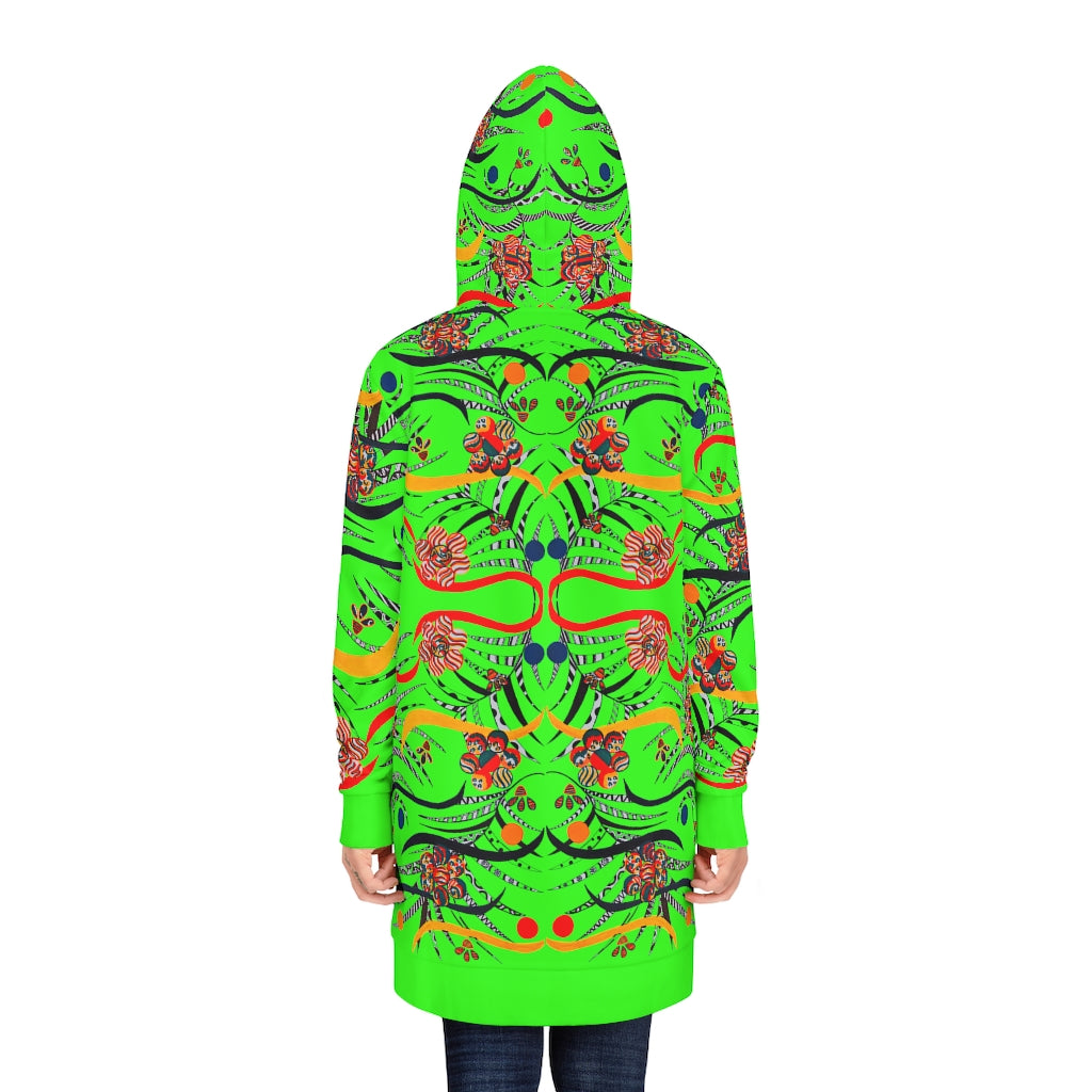 Neon Green Wilderness Hoodie Dress (AOP)