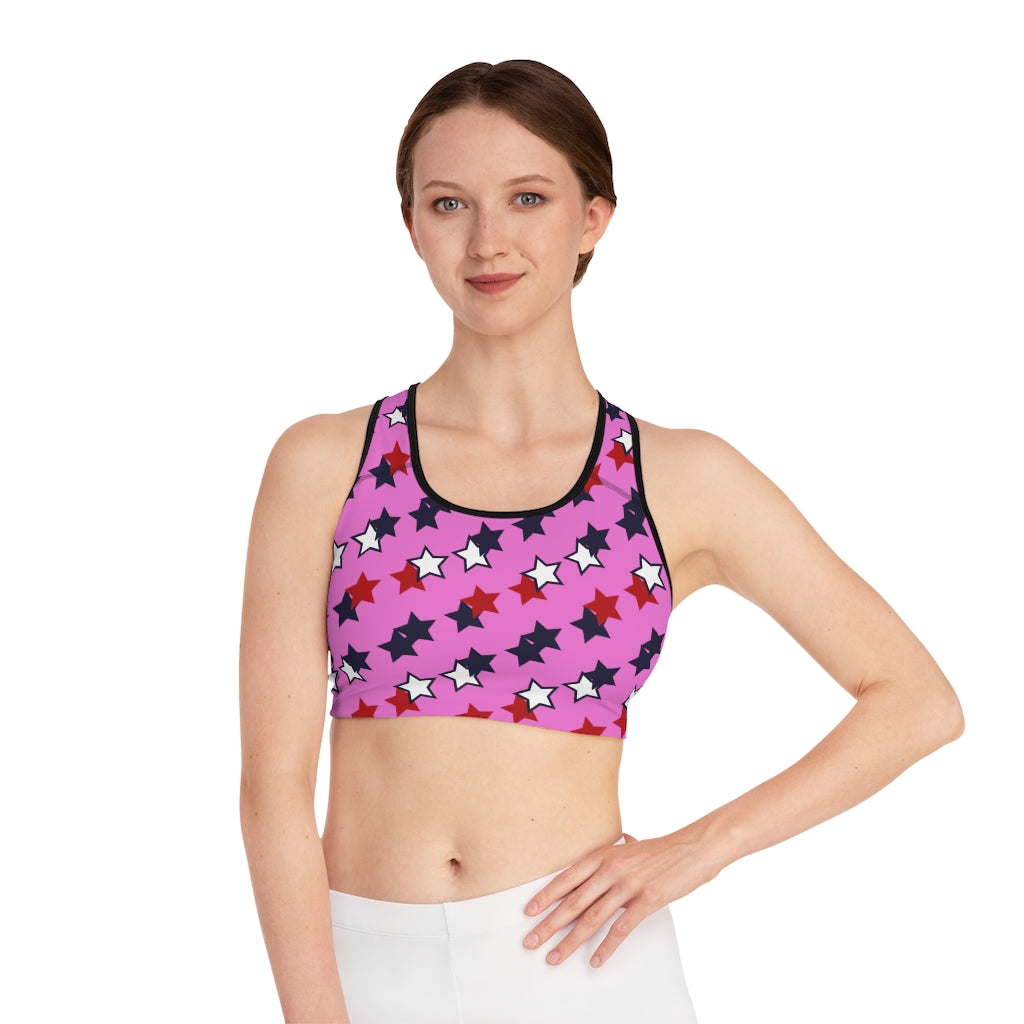 Rose Star Print (AOP) Sports Bra