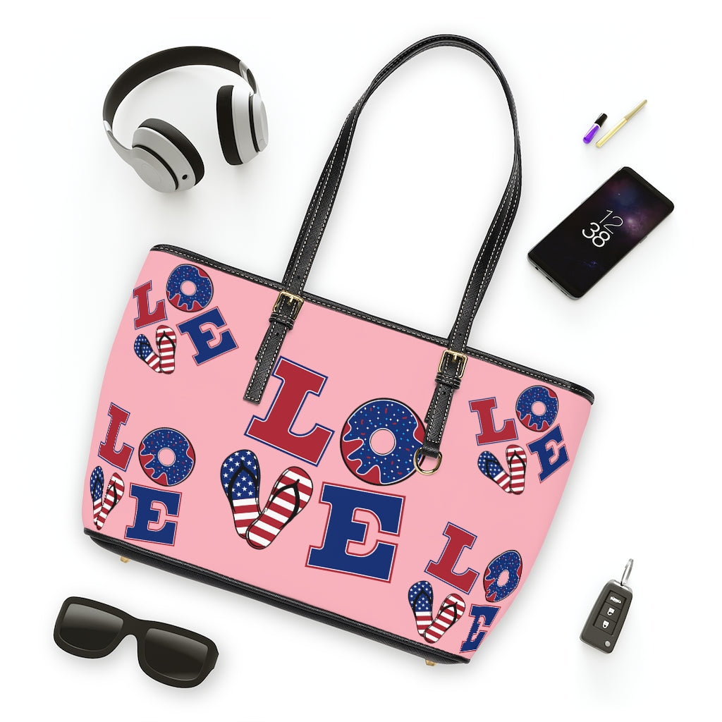 blush love america print tote