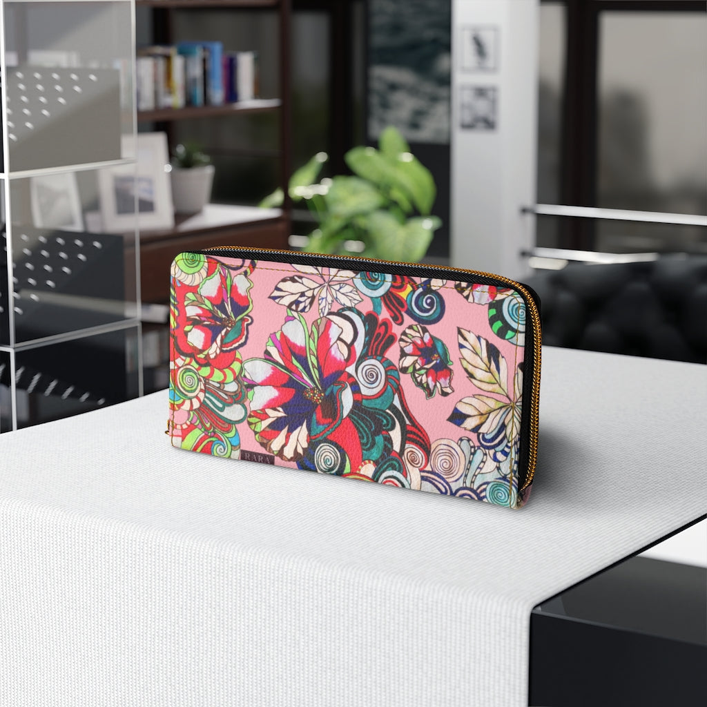 blush graphic floral pop wallet