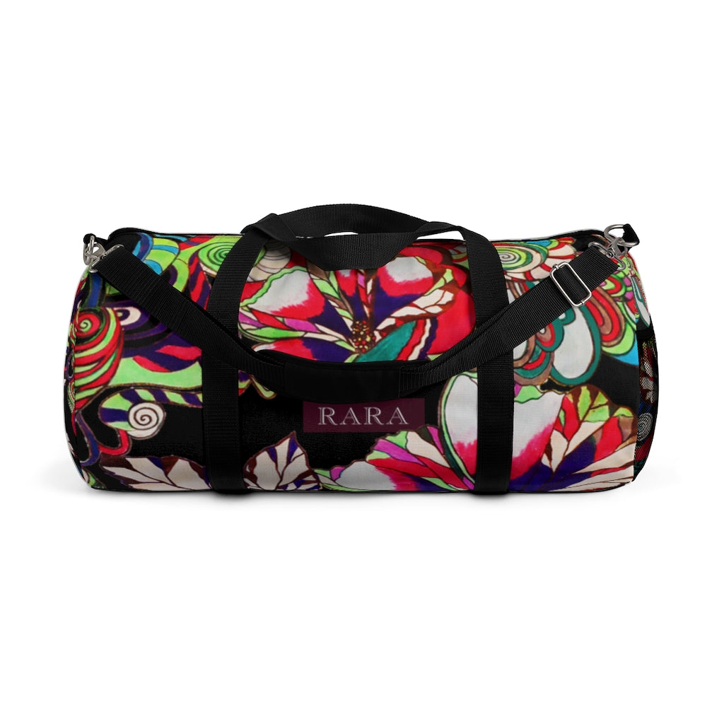 Artsy Floral Pop Black Duffel Bag