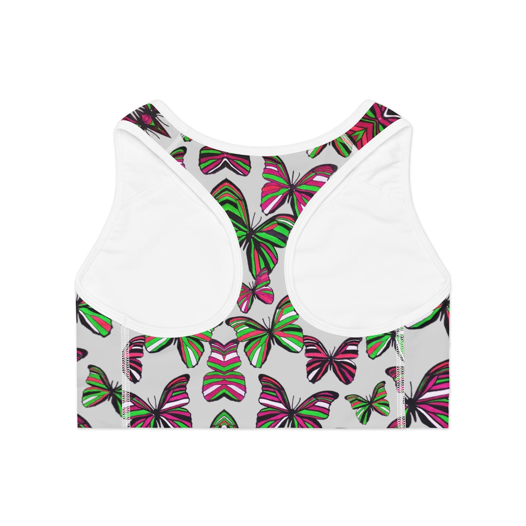 slate butterfly print sports bra