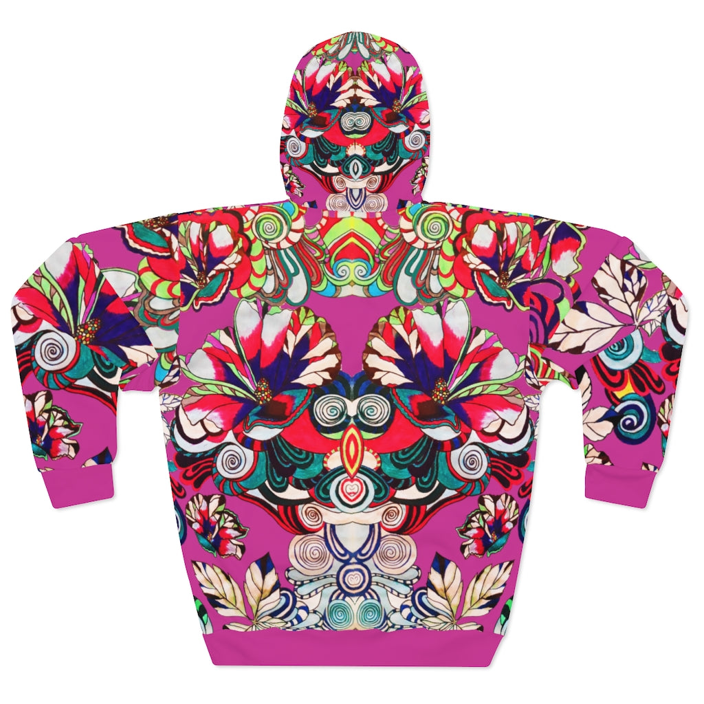 Artsy Floral Pop Pullover Magenta Hoodie