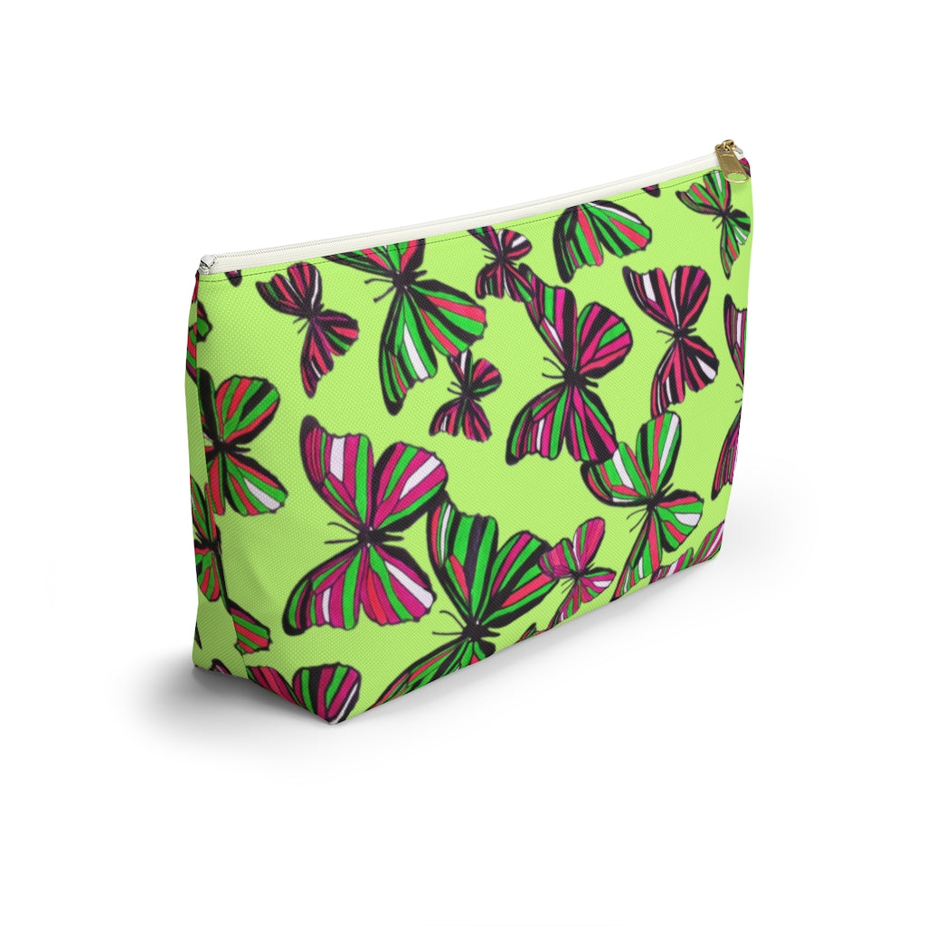 Butterflies Lime Accessory Pouch