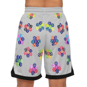 slate geometric floral print basketball shorts for men